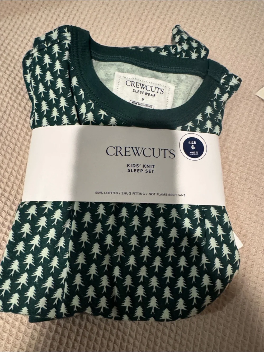 Crewcuts Green Knit Kids' Sleep Set with Tree Print